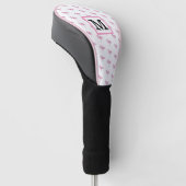 Roze flamingo-monogram golfheadcover (Schuin)