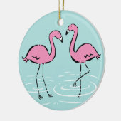 Roze Flamingo Monogram Keramisch Ornament (Links)