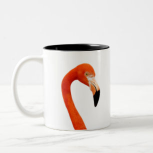 Roze flamingo & Monogram Tweekleurige Koffiemok