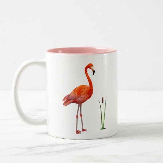 Roze Flamingo & Monogram Two-Tone Coffee Mok (Links)