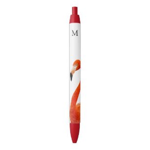 Roze flamingo & Monogram Zwarte Inkt Pen