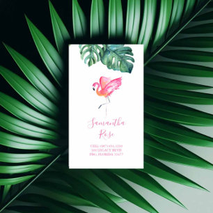Roze Flamingo Monstera Palm Leaves Visitekaartje