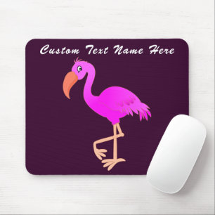 Roze Flamingo Muismat met aangepaste tekst en kleu