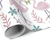 Roze flamingo naadloos patroon op witte achtergron cadeaupapier (Rol Hoek)