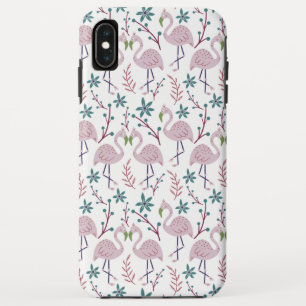 Roze flamingo naadloos patroon op witte achtergron iPhone XS max hoesje