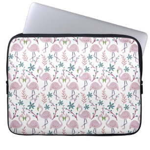 Roze flamingo naadloos patroon op witte achtergron laptop sleeve
