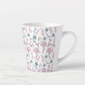 Roze flamingo naadloos patroon op witte achtergron latte mok (Rechts)