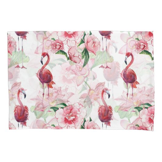 Roze Flamingo: Naadloze Patroon Elegantie Kussensloop (Voorkant)