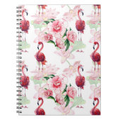 Roze Flamingo: Naadloze Patroon Elegantie Notitieboek (Voorkant)