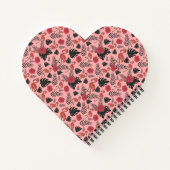 Roze flamingo naadloze patroonbloemen en -bladeren notitieboek (Achterkant)