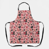 Roze flamingo naadloze patroonbloemen en -bladeren schort (Voorkant)
