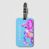 Roze Flamingo Name Bagagelabel (Voorkant (verticaal))