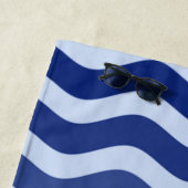 Roze Flamingo Navy Blue Stripe Waves Strandlaken (In situ)