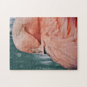 Roze Flamingo Neemt een Buiging Raadsel Legpuzzel