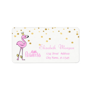 Roze Flamingo,Nep Goud Folie Confetti,Wit Etiket