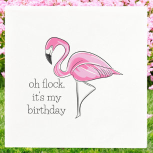 Roze Flamingo Oh Flock Het is mijn Birthday Preppy Servet