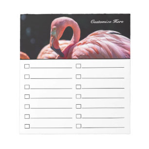 Roze Flamingo om het Notitieblok van de Lijst of v