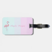 Roze Flamingo Ombre Striped Monogram-Personalized Bagagelabel (Achterkant horizontaal)