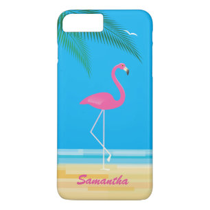 Roze Flamingo op Beach iPhone 7 plus Hoesje