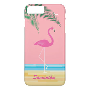 Roze Flamingo op Beach iPhone 7 plus Hoesje Coral
