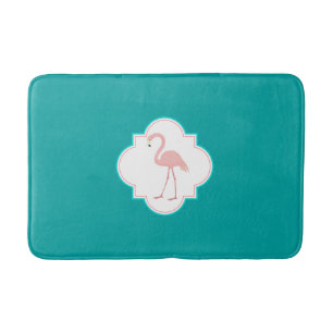 Roze Flamingo op Blauwgroen Badmat