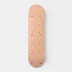 roze flamingo op bleek sinaasappel skateboard