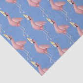 Roze Flamingo op Blue Birthday Tissuepapier (Detail)
