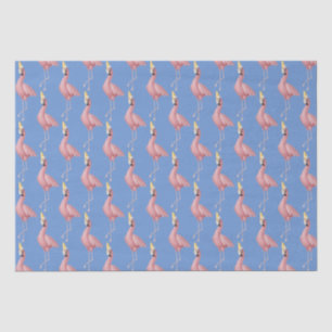 Roze Flamingo op Blue Birthday Tissuepapier