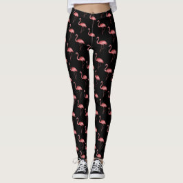 Roze flamingo op een zwarte achtergrond leggings