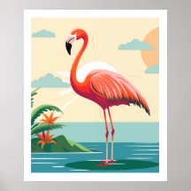  roze flamingo op het strand