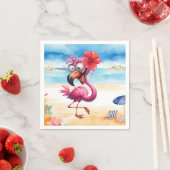 Roze Flamingo op het strand Servet (Insitu)