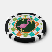 Roze Flamingo op Kleurrijk Argyle Patroon Poker Chips (Enkel)