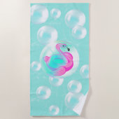 Roze flamingo opblaasbare bubbel strandlaken (Voorkant)