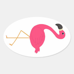 Roze Flamingo Ovale Sticker