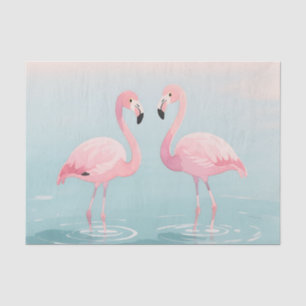 Roze Flamingo Paar Aquarel Sereniteit Tissuepapier