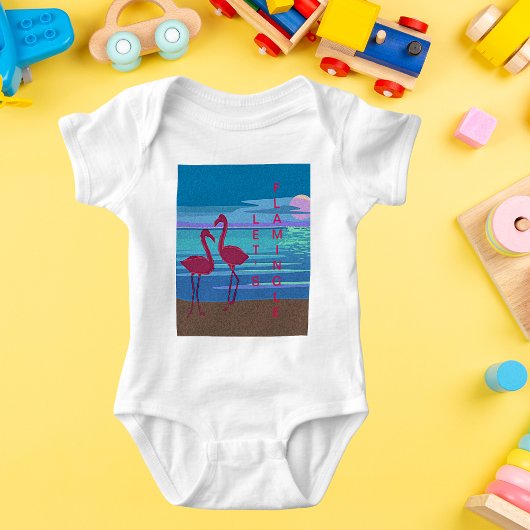 Roze Flamingo Paar Sunset Baby Jersey Bodysuit