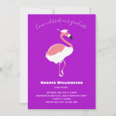 Roze Flamingo Paars Animal Afstuderen Kaart (Voorkant)