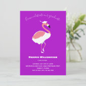 Roze Flamingo Paars Animal Afstuderen Kaart (Staand voorkant)