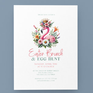 Roze Flamingo Paasbloemen Brunch & Egg Hunt Kaart