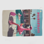 Roze Flamingo Palm Springs Pickleball Clip Handdoe Golfhanddoek (Horizontaal)