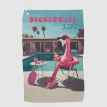 Roze Flamingo Palm Springs Pickleball Clip Handdoe