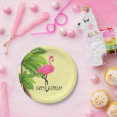 Roze Flamingo & Palm Trees Bord papier (Feest)