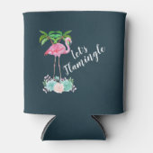 Roze Flamingo & Palmbomen Let's Flamingle Blikjeskoeler (Voorkant)