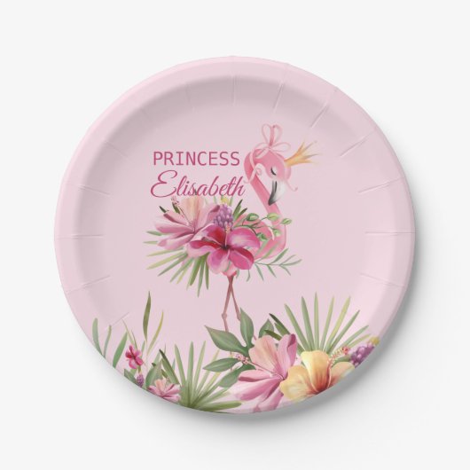 Roze Flamingo Papieren Bordje (Voorkant)