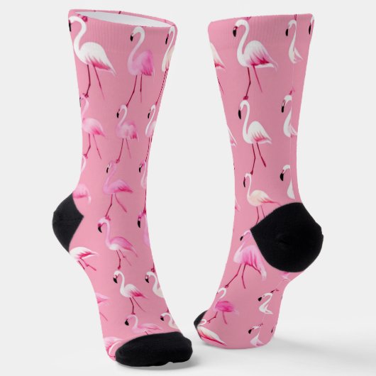 Roze Flamingo Paradise Waterverf Pattern Sokken (Gebogen)