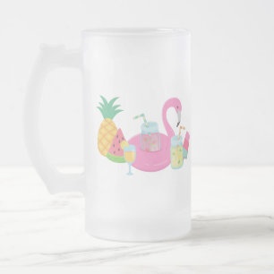 Roze Flamingo Party Frosted mok