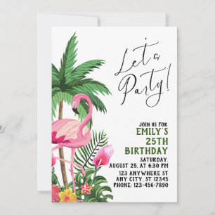 Roze Flamingo Party Kaart