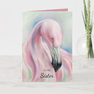 Roze Flamingo Pastel Art Birthday Kaart