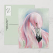 Roze flamingo Pastel Art Briefkaart (Voorkant / Achterkant)