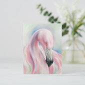 Roze flamingo Pastel Art Briefkaart (Staand voorkant)